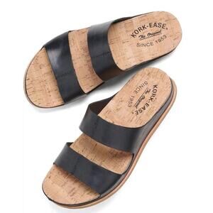 Kork-Ease Women's Tutsi Dual-Band Leather Sandal Black Size 8 NIB